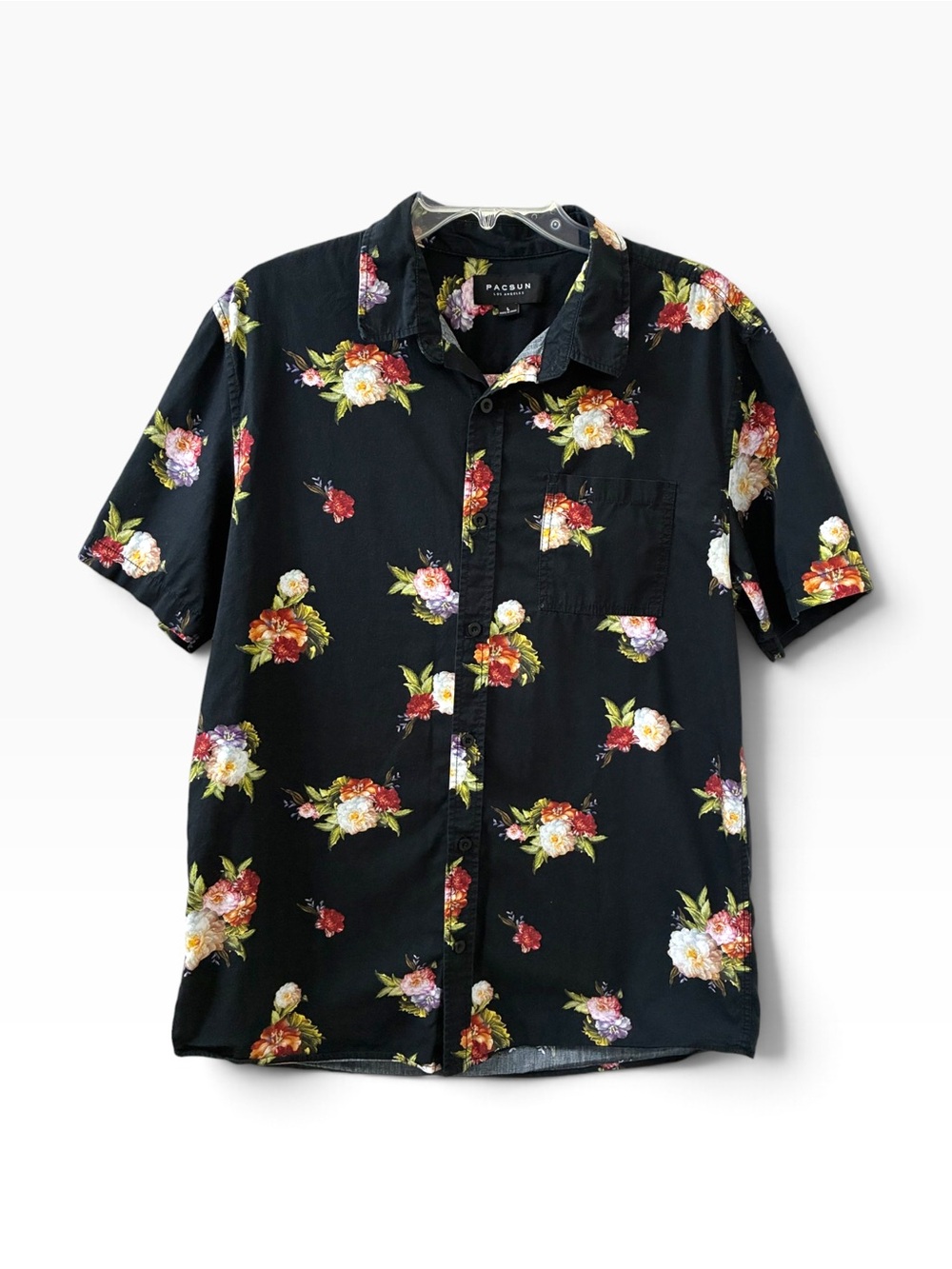 PacSun Black Floral Button Up Shirt Men's Large